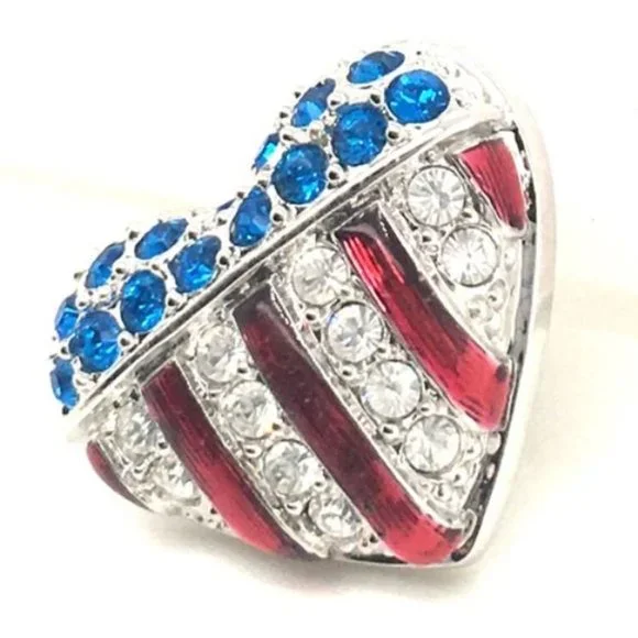 Swarovski Patriotic USA flag heart pin - Picture 3 of 5